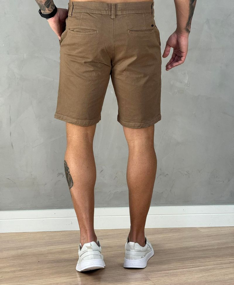 Bermuda Alfaiataria Caqui Escuro Masculina Lisa - Aramis