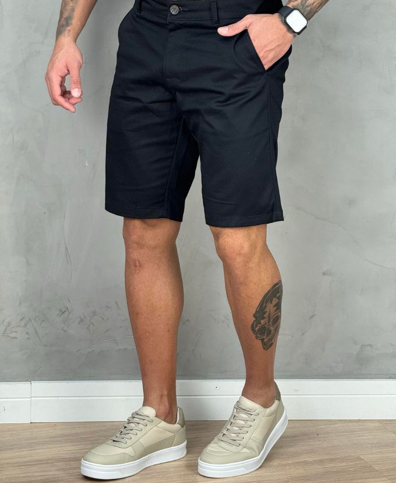 Bermuda Alfaiataria Preta Masculina Lisa - Guilherme Soul