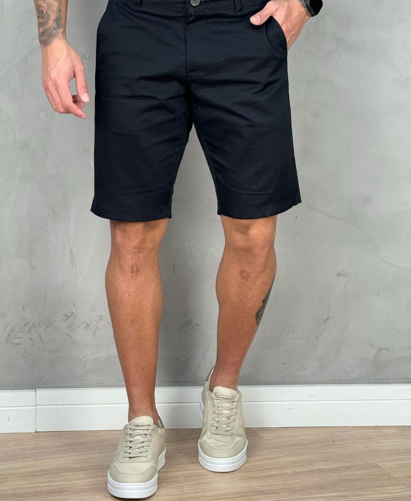 Bermuda Alfaiataria Preta Masculina Lisa - Guilherme Soul