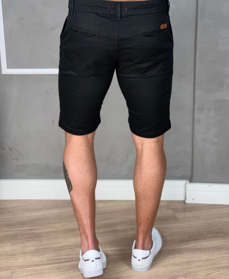 Bermuda Alfaiataria Preta Masculina Lisa - Paladho´S Jeans Wear