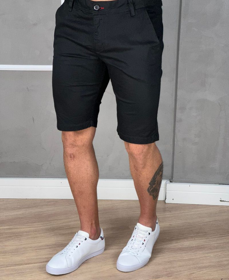 Bermuda Alfaiataria Preta Masculina Lisa - Paladho´S Jeans Wear