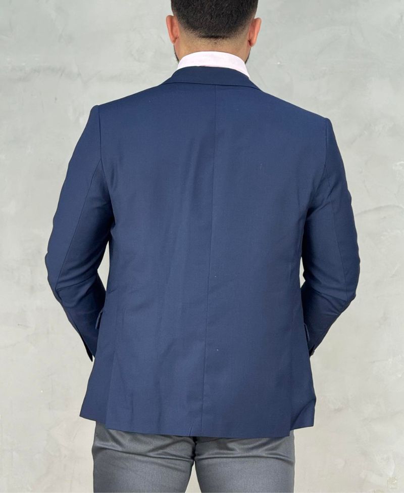 Blazer Azul Escuro Masculino Básico Acetinado - Guilherme Soul