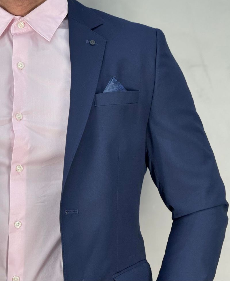 Blazer Azul Escuro Masculino Básico Acetinado - Guilherme Soul