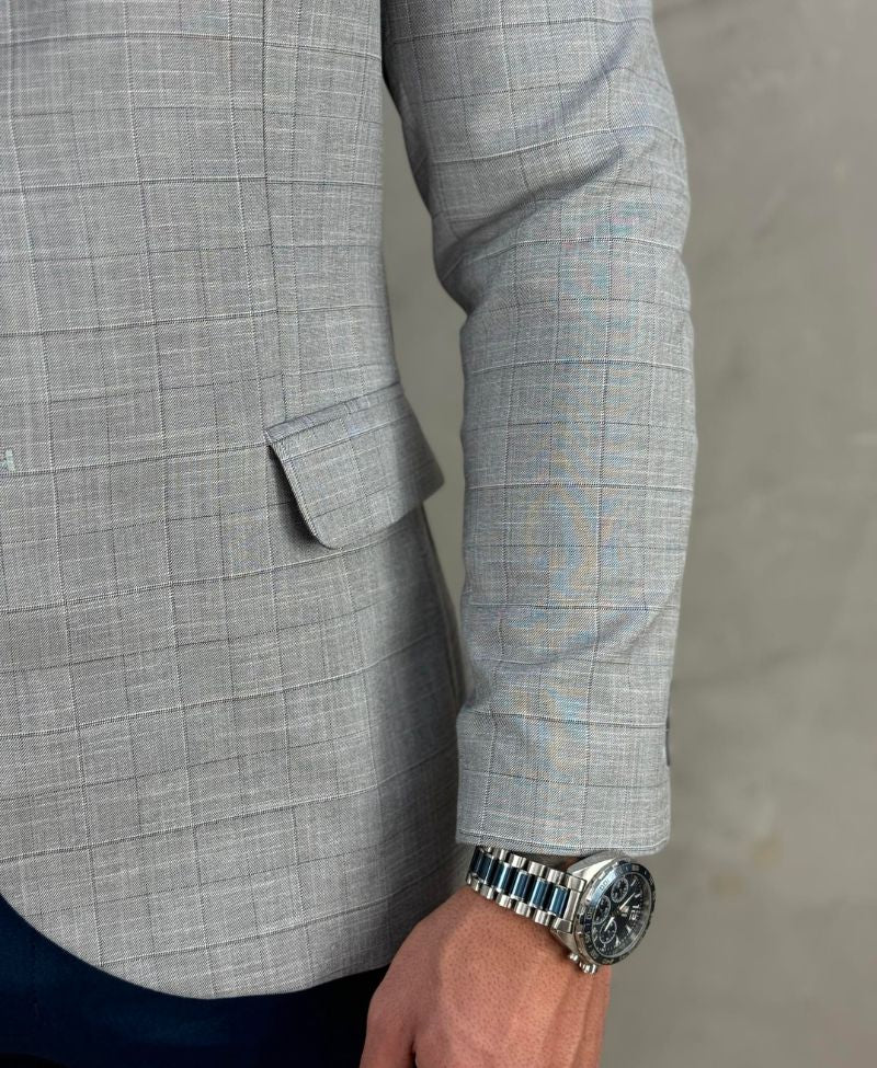 Blazer Cinza Mescla Masculino Básico Acetinado - Guilherme Soul