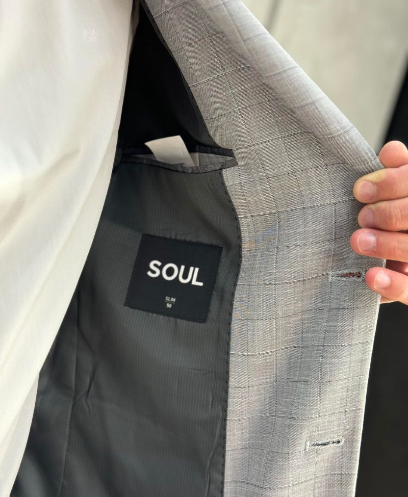 Blazer Cinza Mescla Masculino Básico Acetinado - Guilherme Soul