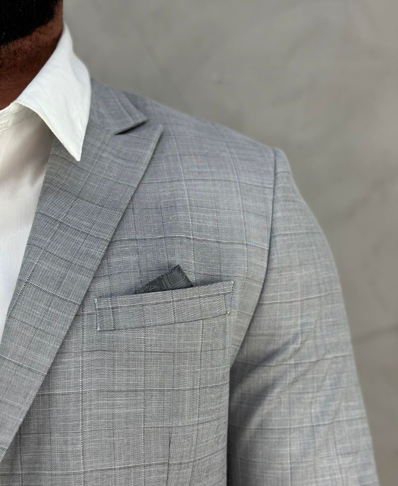 Blazer Cinza Mescla Masculino Básico Acetinado - Guilherme Soul