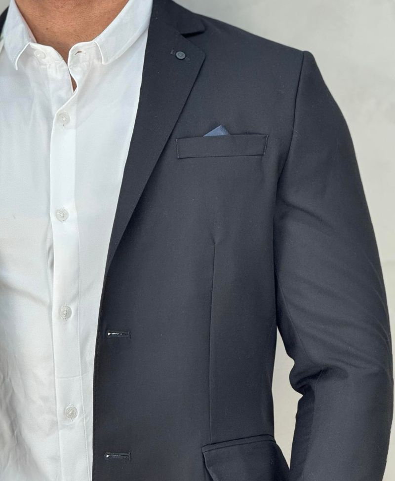 Blazer Preto Masculino Básico Acetinado - Guilherme Soul