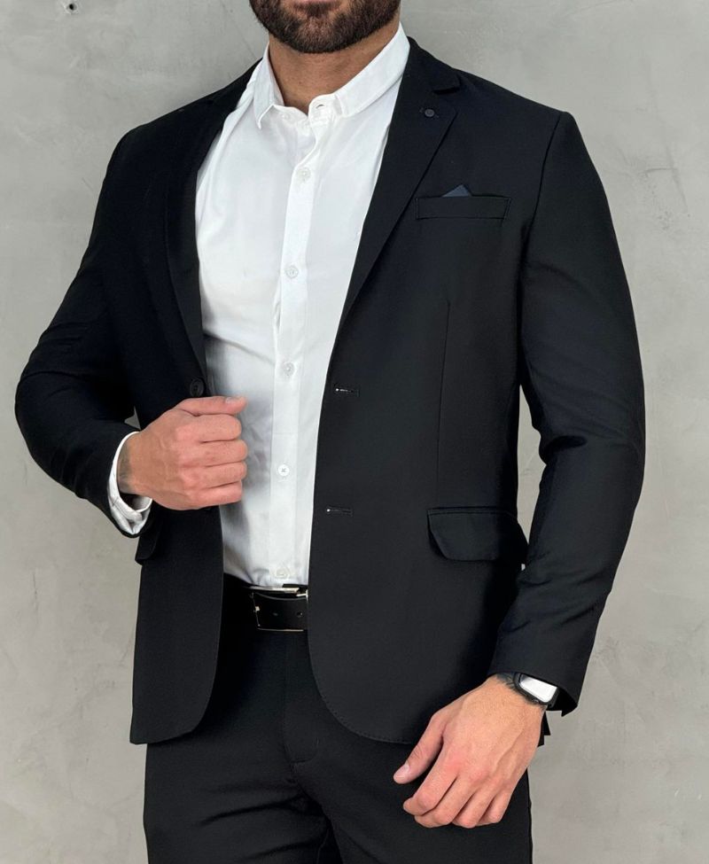 Blazer Preto Masculino Básico Acetinado - Guilherme Soul