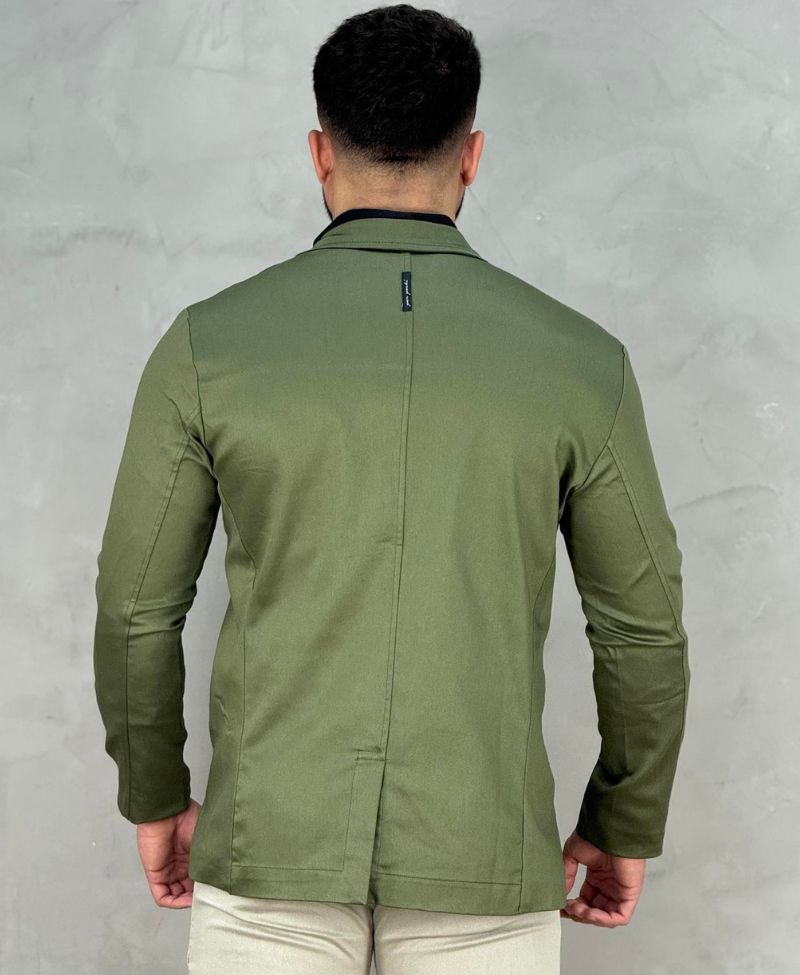 Blazer Verde Militar Masculino Básico Acetinado - Per Pochi