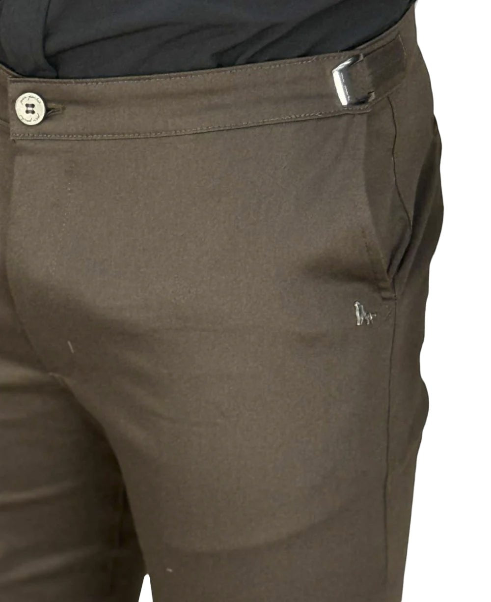 Calça Alfaiataria Marrom Masculina Regulagem - Per Pochi
