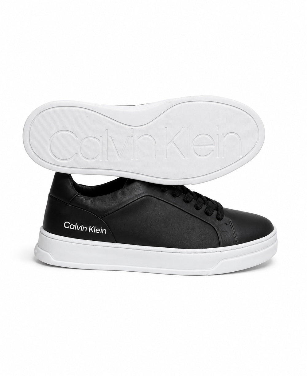 Tênis Preto Masculino De Couro Cano Baixo - Calvin Klein