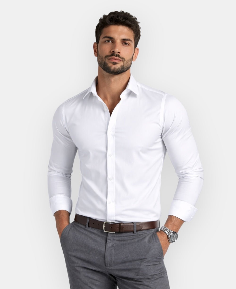 Camisa Social Manga longa Branco Fibra de Bambu - Paladhos