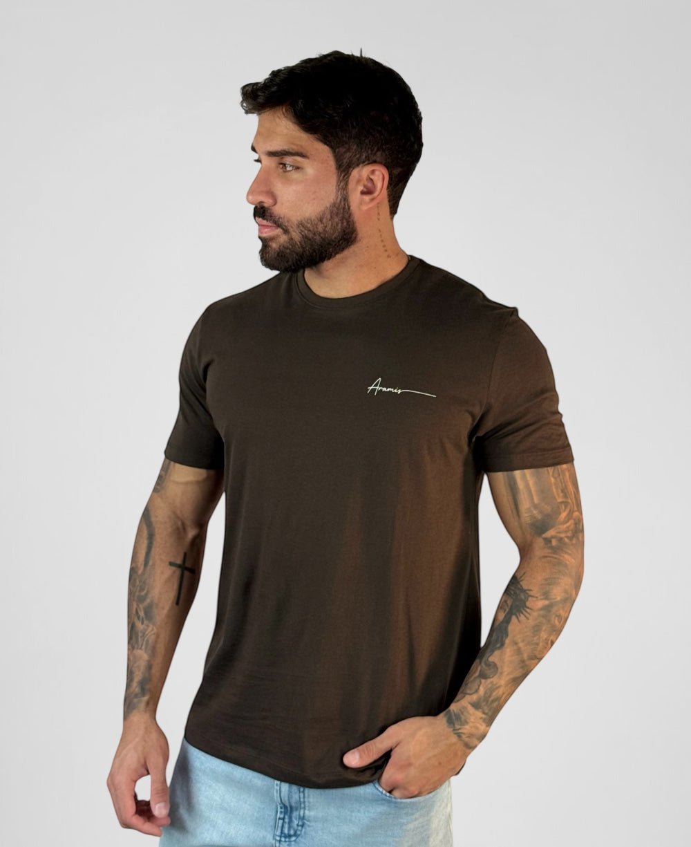 Camiseta Café Masculina Malha Regular - Aramis