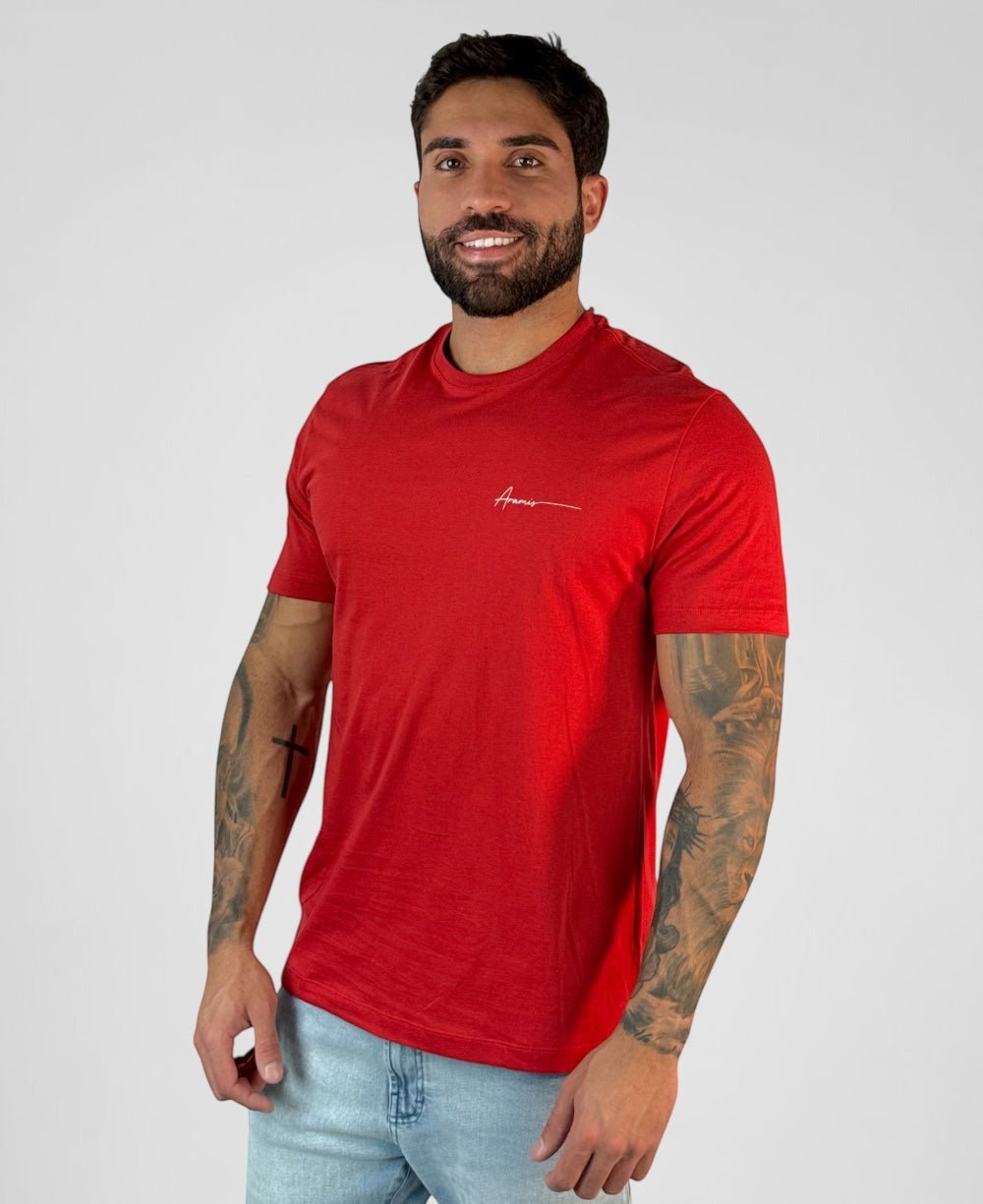 Camiseta Masculina Vermelho Malha Regular - Aramis