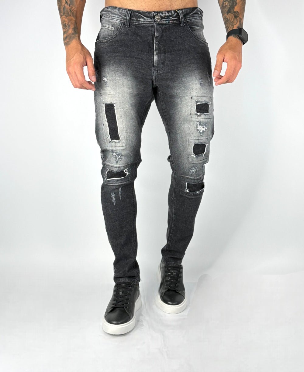 Calça Jens Cinza Chumbo Destroide - City Denim