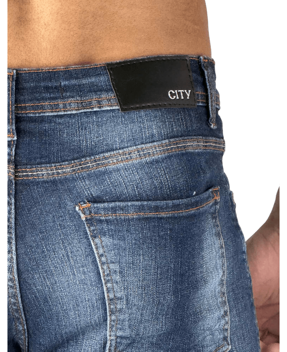 Calça Jeans Azul Mescla Skinny Masculina - City Denim