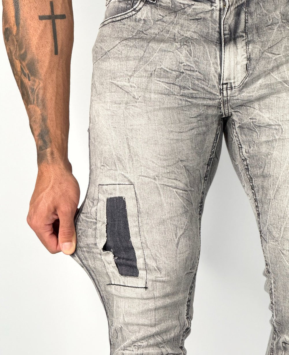 Calça Jens Cinza Mescla Patch - City Denim