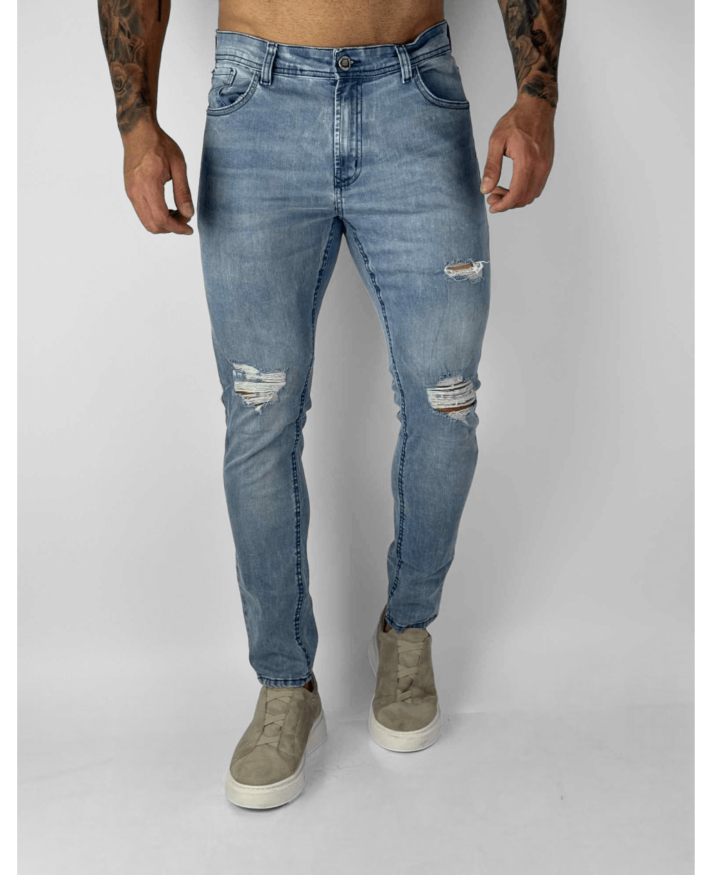 Calça Jeans Claro Destroyd - City Denim