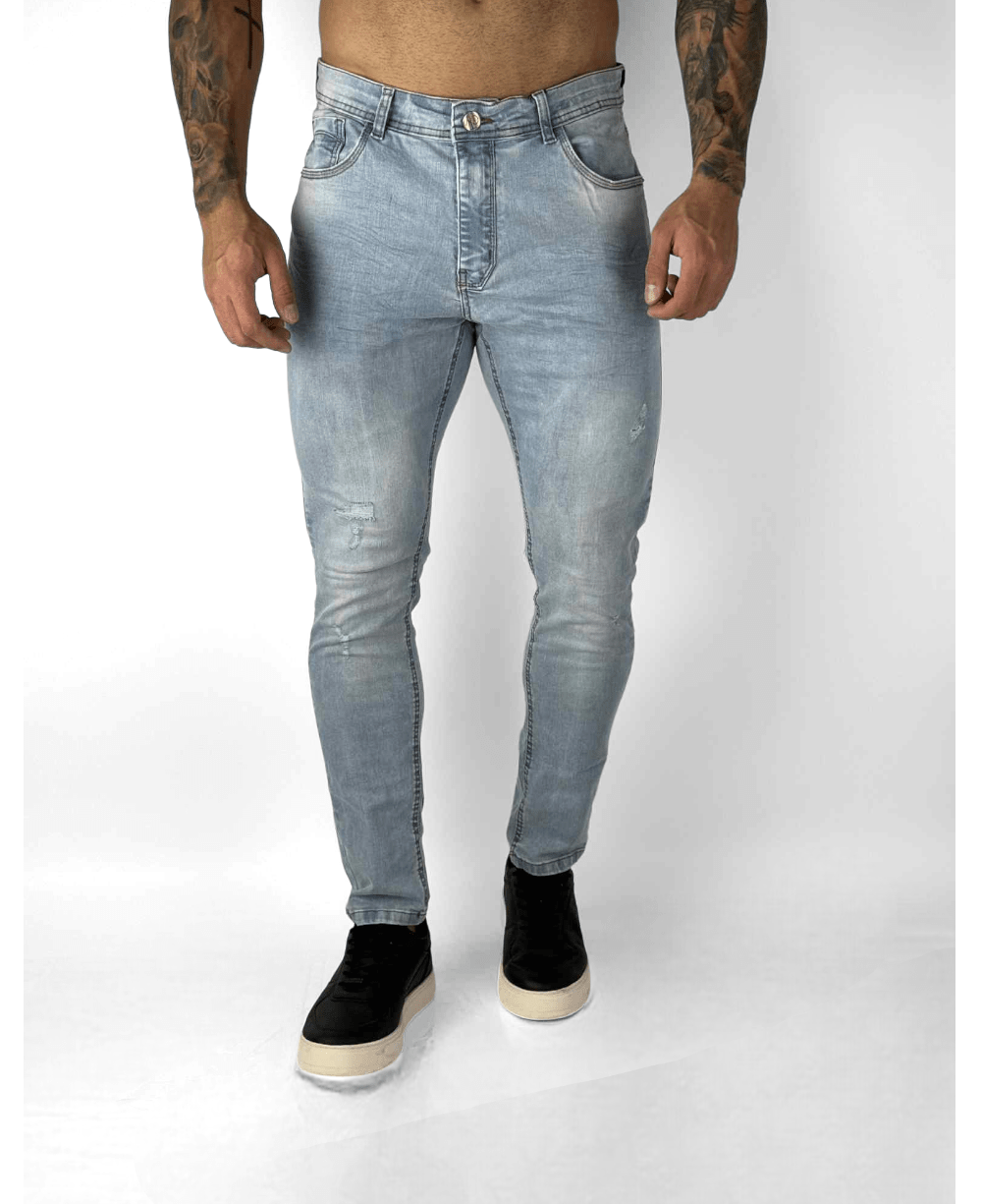 Calça Jeans Claro Liso Destroyd - City Denim