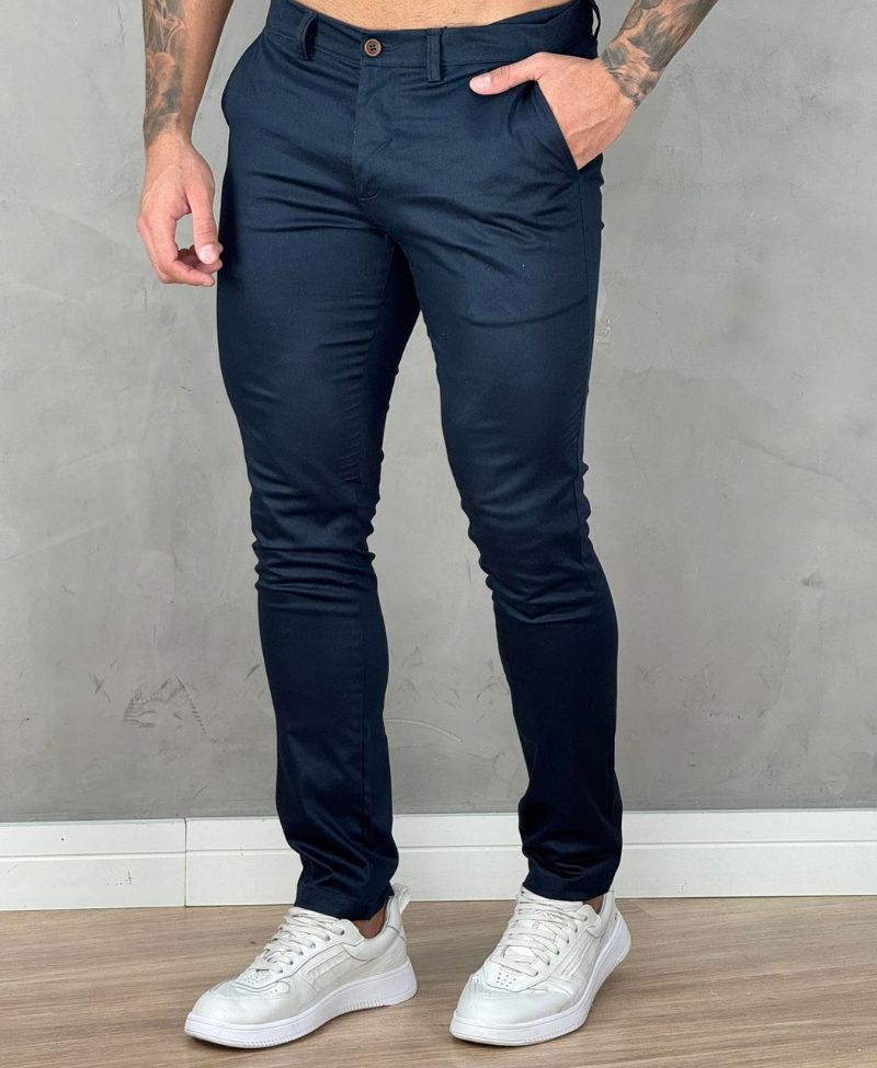 Calça Alfaiataria Azul Marinho Masculina Skinny - Kanzo