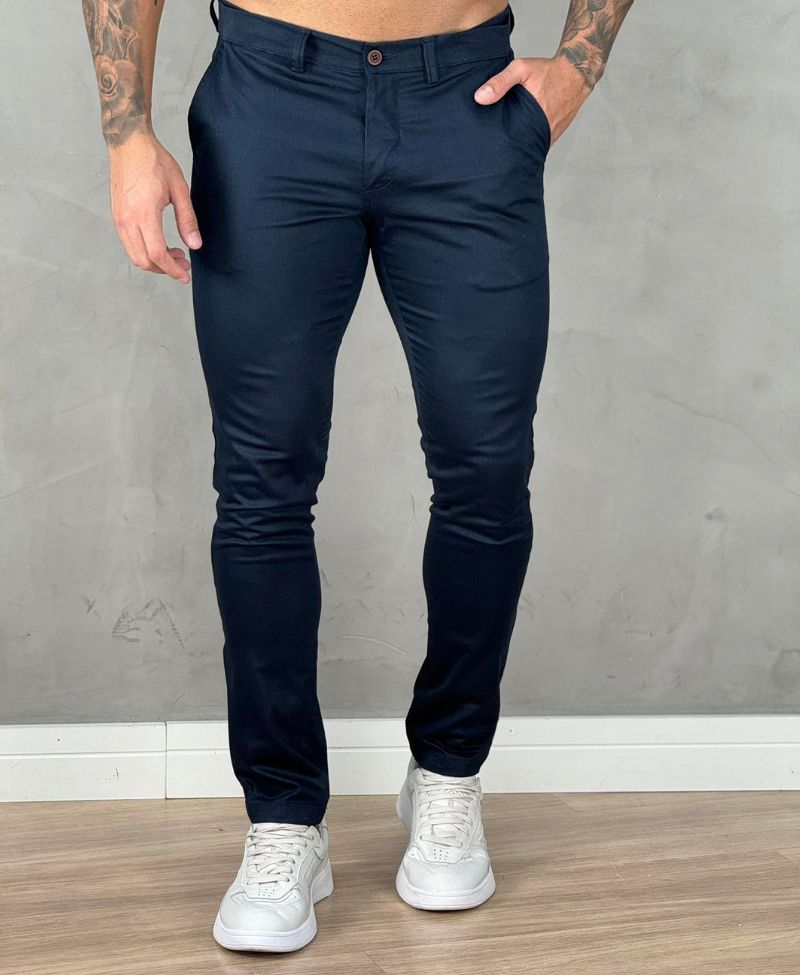 Calça Alfaiataria Azul Marinho Masculina Skinny - Kanzo