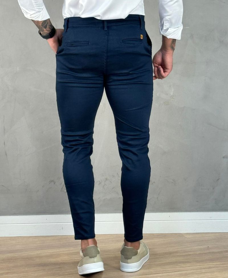Calça Alfaiataria Azul Marinho Masculina Super Skinny - Truehero