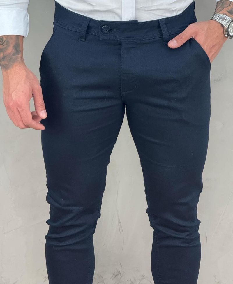 Calça Alfaiataria Azul Marinho Masculina Skinny - Paladho´s