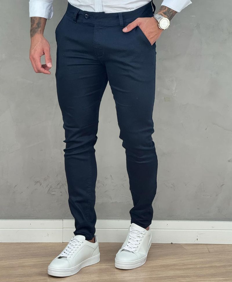 Calça Alfaiataria Azul Marinho Masculina Skinny - Paladho´s