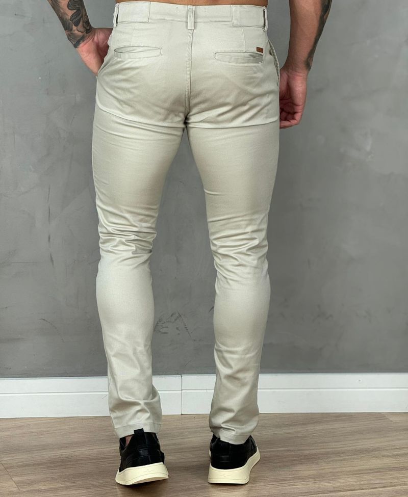 Calça Alfaiataria Bege Masculina Skinny - Kanzo