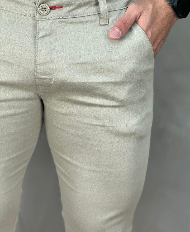Calça Alfaiataria Bege Masculina Super Skinny - Paladho´s Jeans