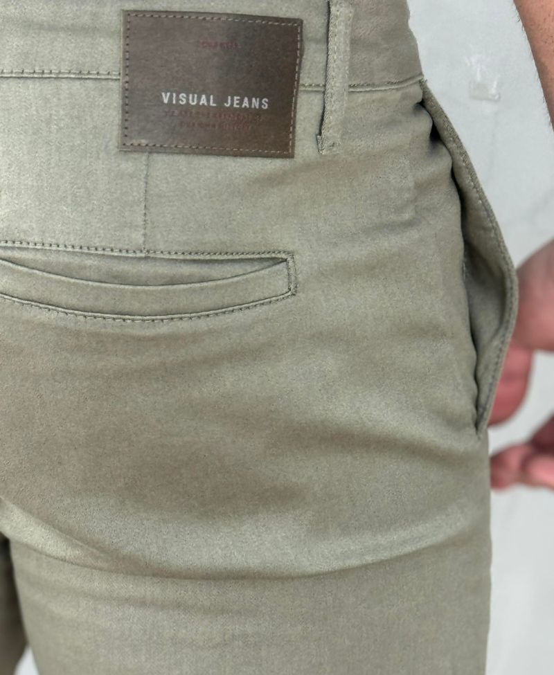 Calça Alfaiataria Caqui Masculina Skinny Acetinado - Visual jeans