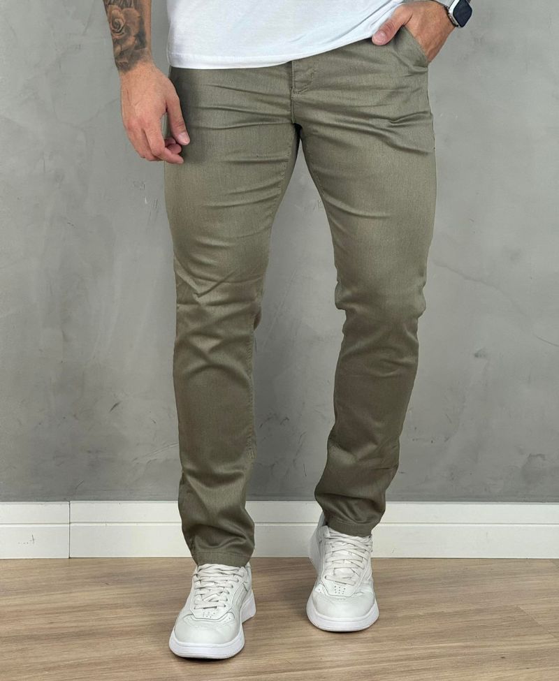 Calça Alfaiataria Caqui Masculina Slim Ideal Vest Rouparia