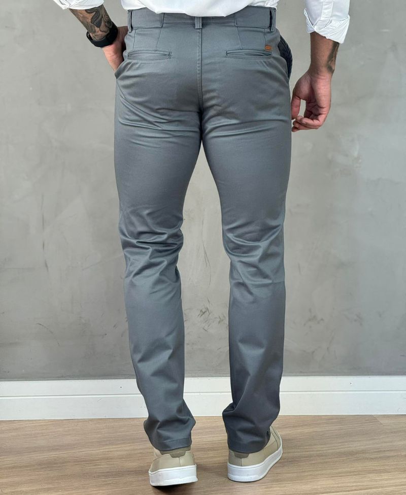 Calça Alfaiataria Cinza Escuro Masculina Slim - Kanzo