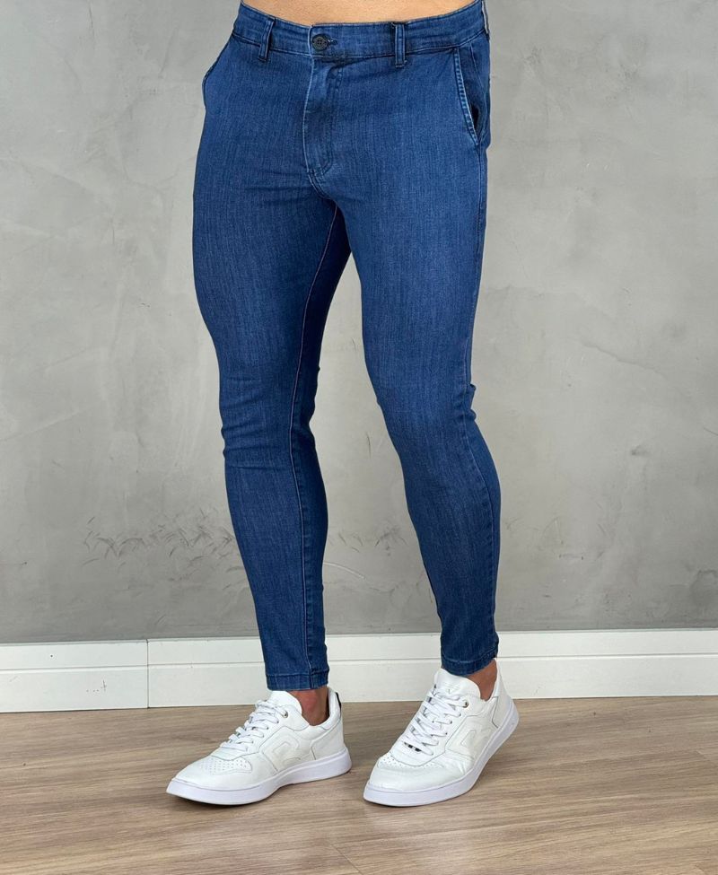 Calça Alfaiataria Jeans Escura Masculina Super Skinny - Jay Jones