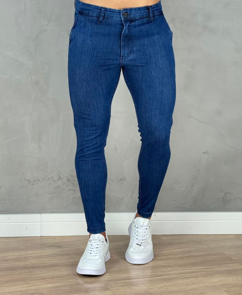 Calça Alfaiataria Jeans Escura Masculina Super Skinny - Jay Jones
