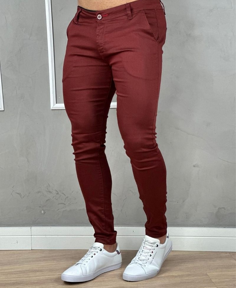 Calça Alfaiataria Vinho Masculina Super Skinny - Paladho´s Jeans