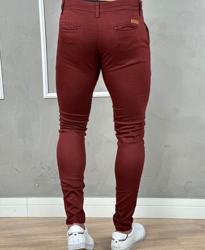 Calça Alfaiataria Vinho Masculina Super Skinny - Paladho´s Jeans