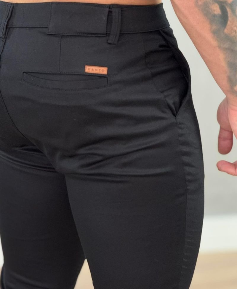 Calça Alfaiataria Preta Masculina Skinny - Kanzo