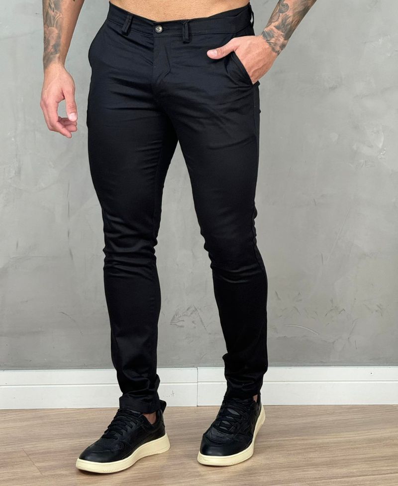 Calça Alfaiataria Preta Masculina Skinny - Kanzo