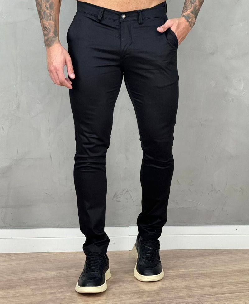 Calça Alfaiataria Preta Masculina Skinny - Kanzo