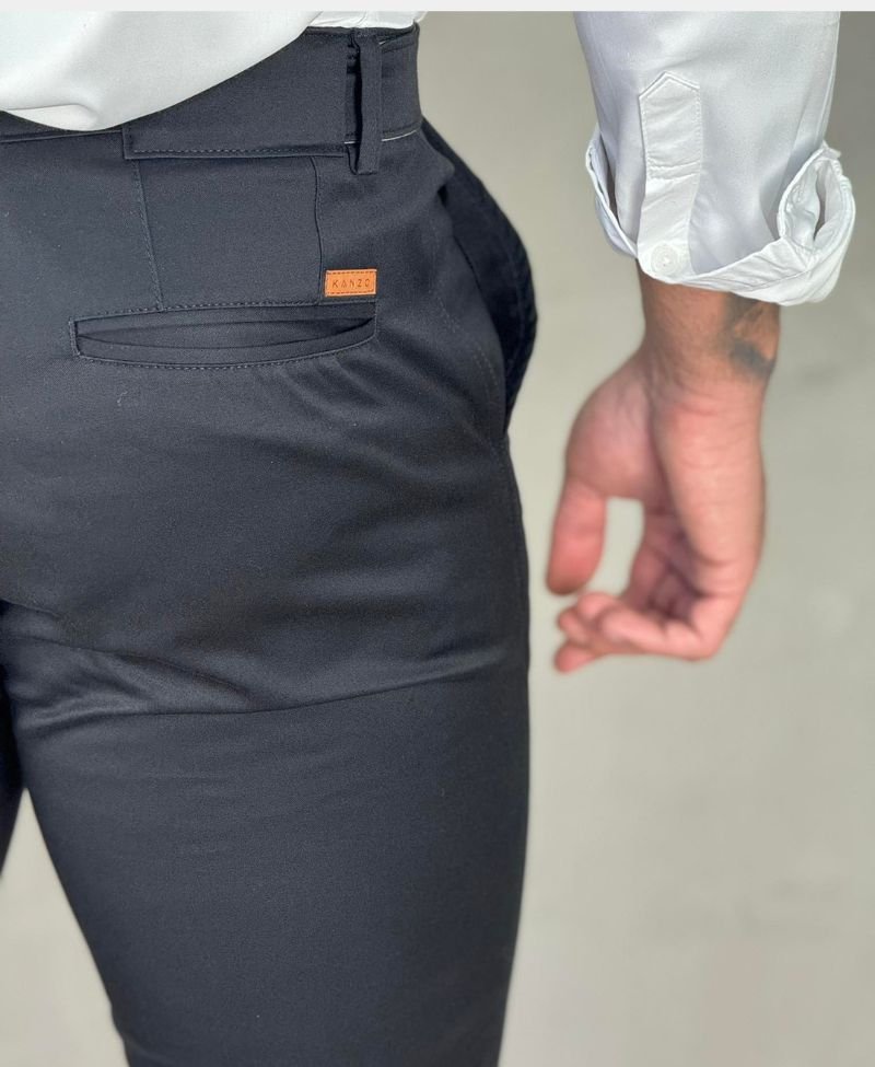 Calça Alfaiataria Preta Masculina Slim - Kanzo