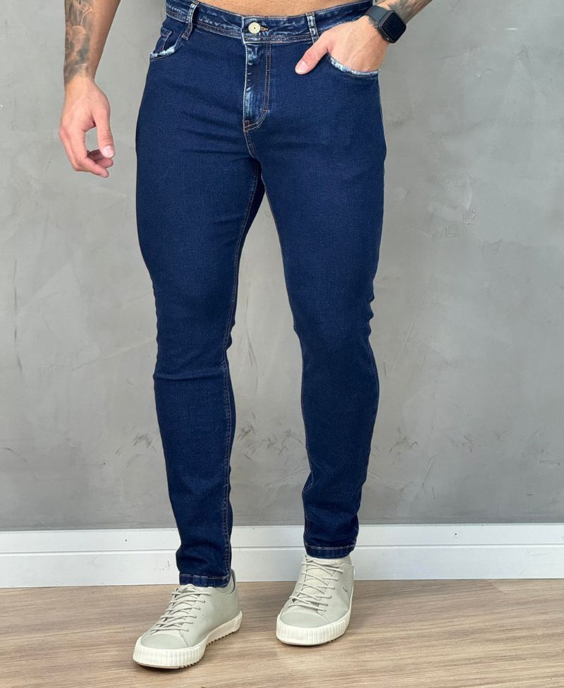 Calça Jeans Escura Masculina Skinny Lisa - Visual Jeans