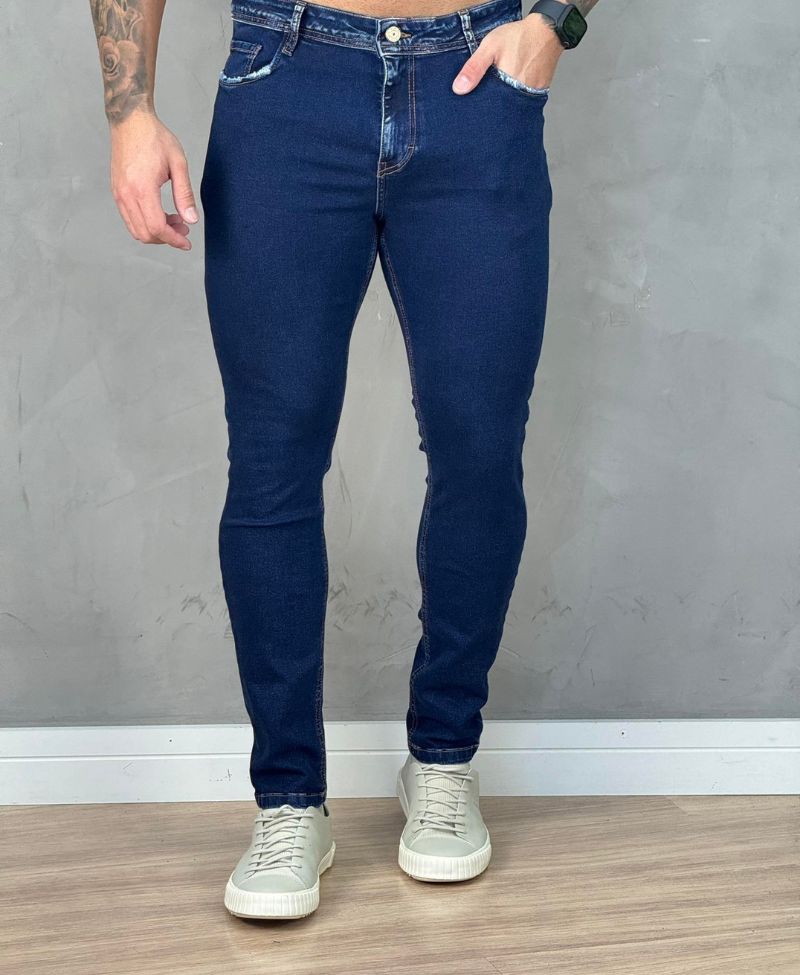 Calça Jeans Escura Masculina Skinny Lisa - Visual Jeans