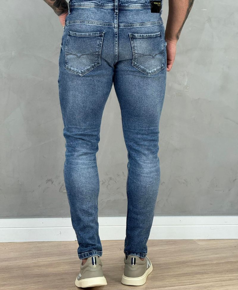 Calça Jeans Estonado Masculina Skinny Lisa - Visual Jeans
