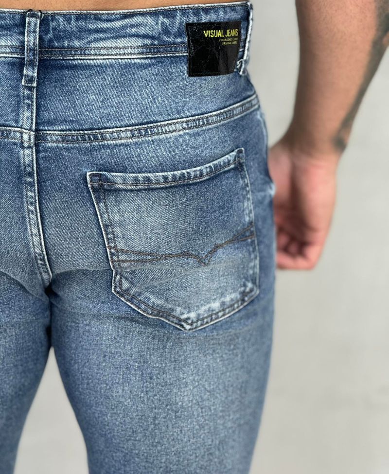 Calça Jeans Estonado Masculina Skinny Lisa - Visual Jeans