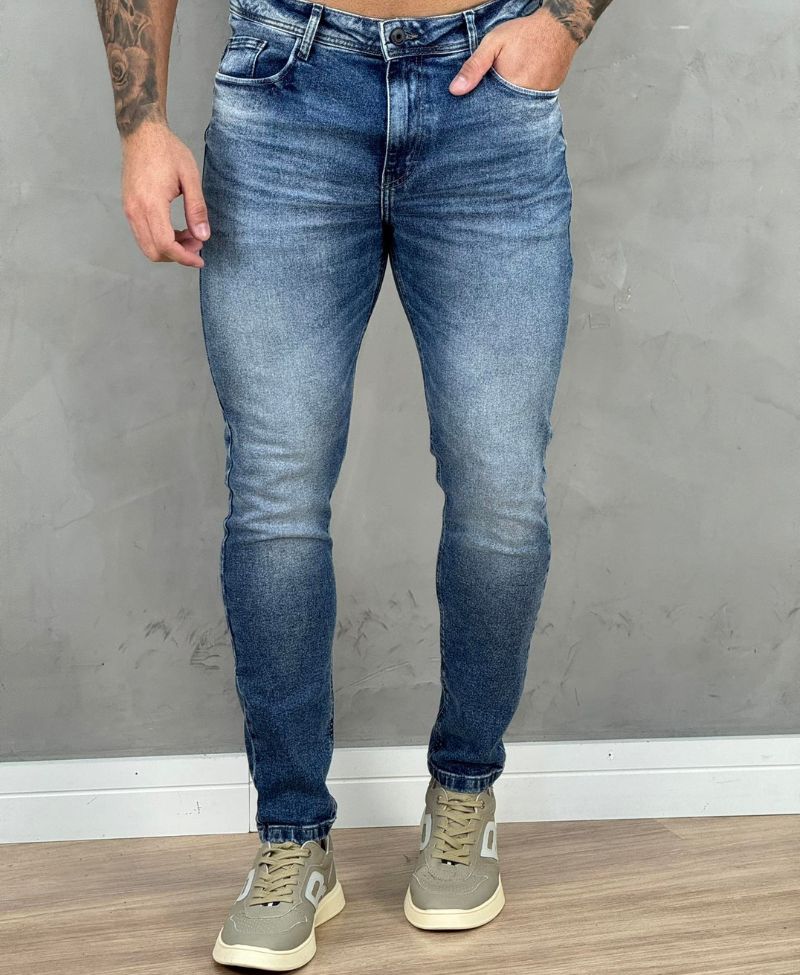 Calça Jeans Estonado Masculina Skinny Lisa - Visual Jeans