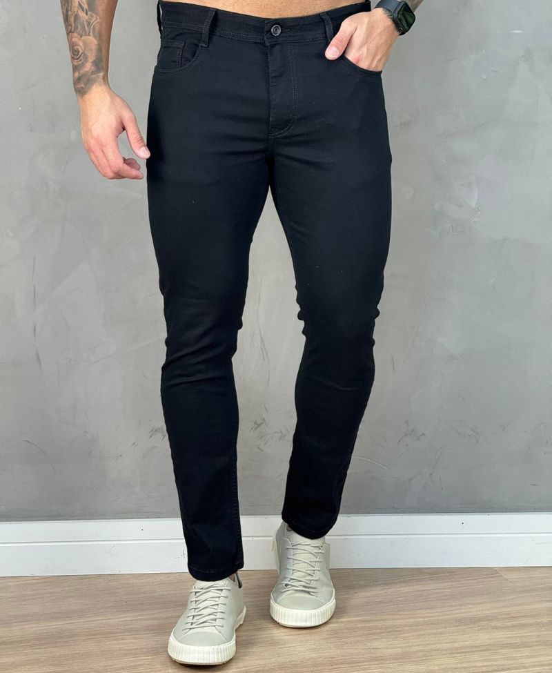 Codi Jeans CalÃ§a Masculina Preta Slim Calça Preta Marmorizada - Main Image