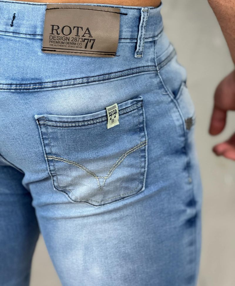 Kit 2 Calças Jeans Médio e Preta Mescla Masculino Skinny - Rota 77