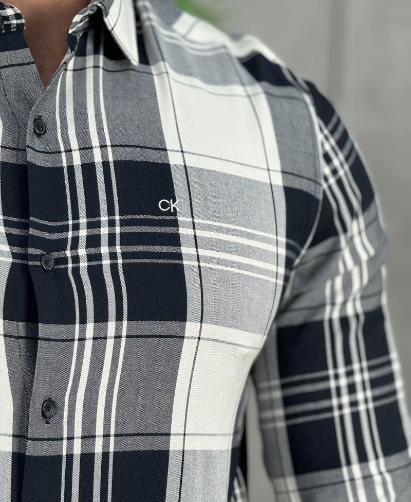 Camisa Branca Xadrez Masculina Excl Slim Fit - Calvin Klein