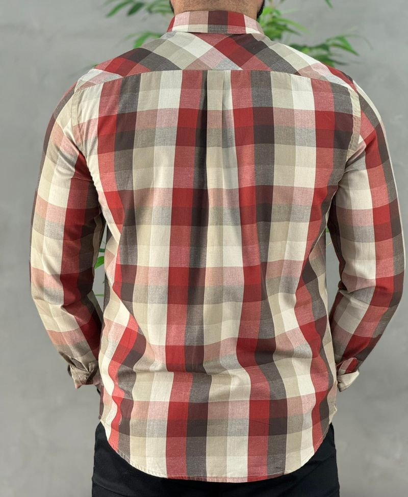 Camisa Casual Caqui Xadrez Masculina ML - Acostamento